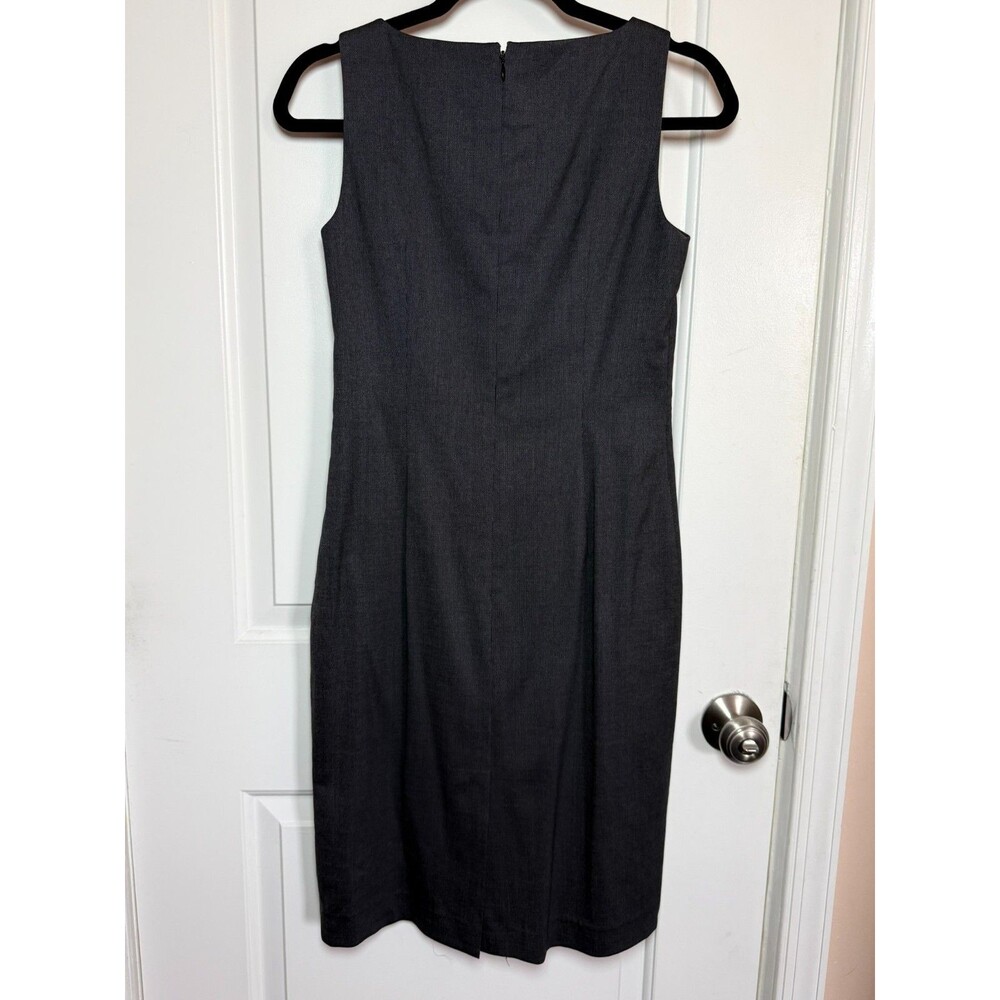 Theory Dress Womens 6 Gray Wool Sheath Sleeveless Boat Neck Knee Length Career